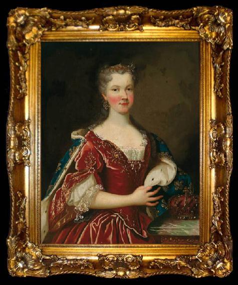 framed  Alexis Simon Belle Portrait of Queen Marie Leszczynska, ta009-2